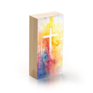 Totem Decorativo 'Cruz em Aquarela'