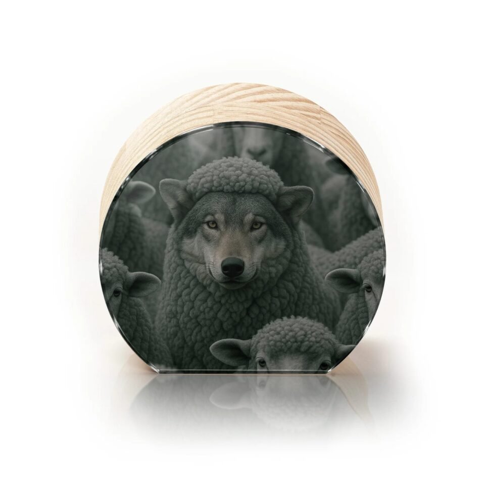 Totem Decorativo 'Lobo Disfarçado'