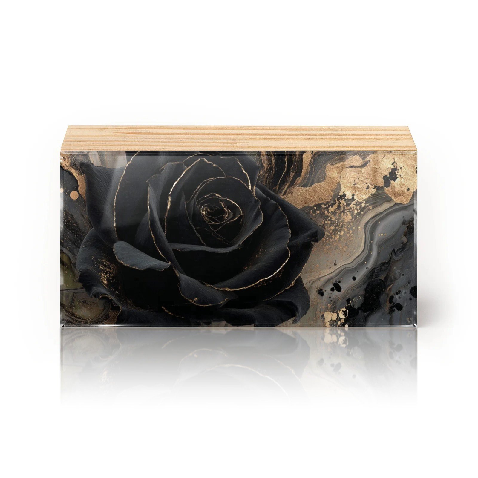 Totem Decorativo 'Rosa Negra & Ouro'