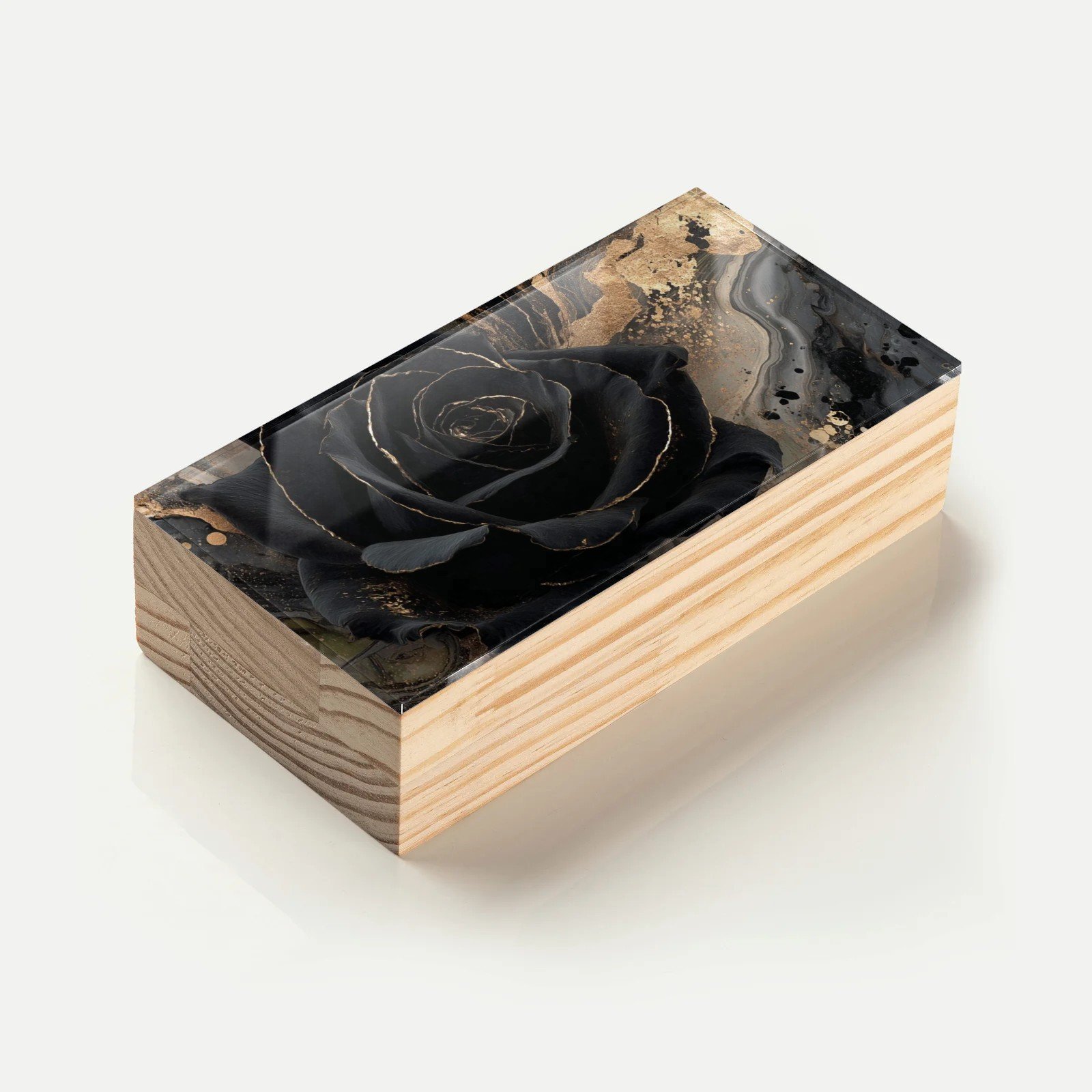 Totem Decorativo 'Rosa Negra & Ouro'
