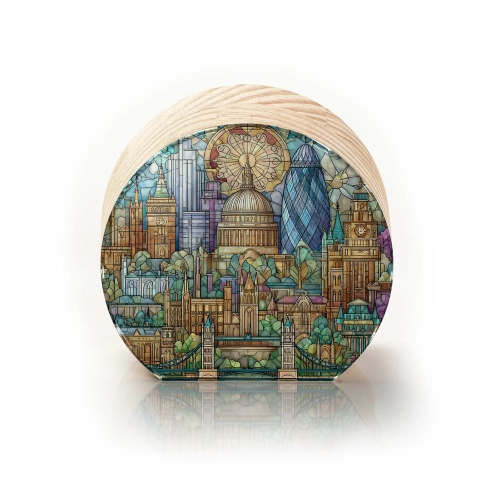 Totem Decorativo 'Londres em Vitral'
