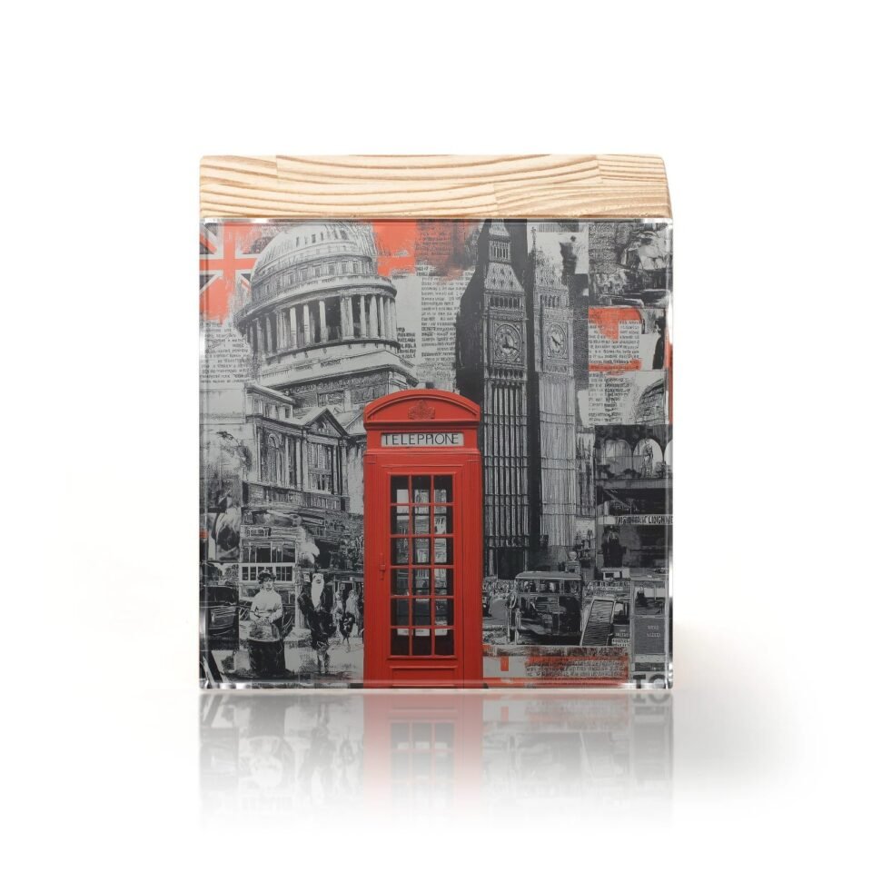 Totem Decorativo 'Londres em Fragmentos'