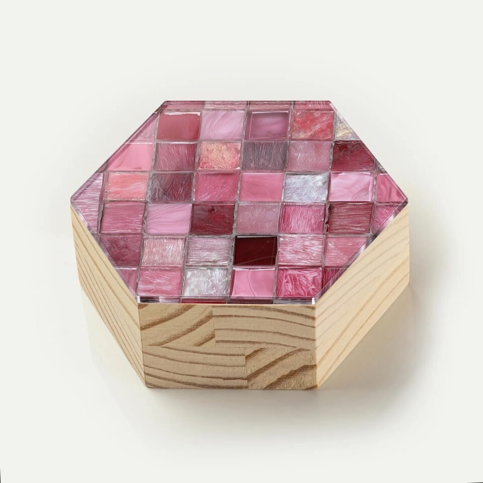 Totem Decorativo 'Rosa em Vidro'